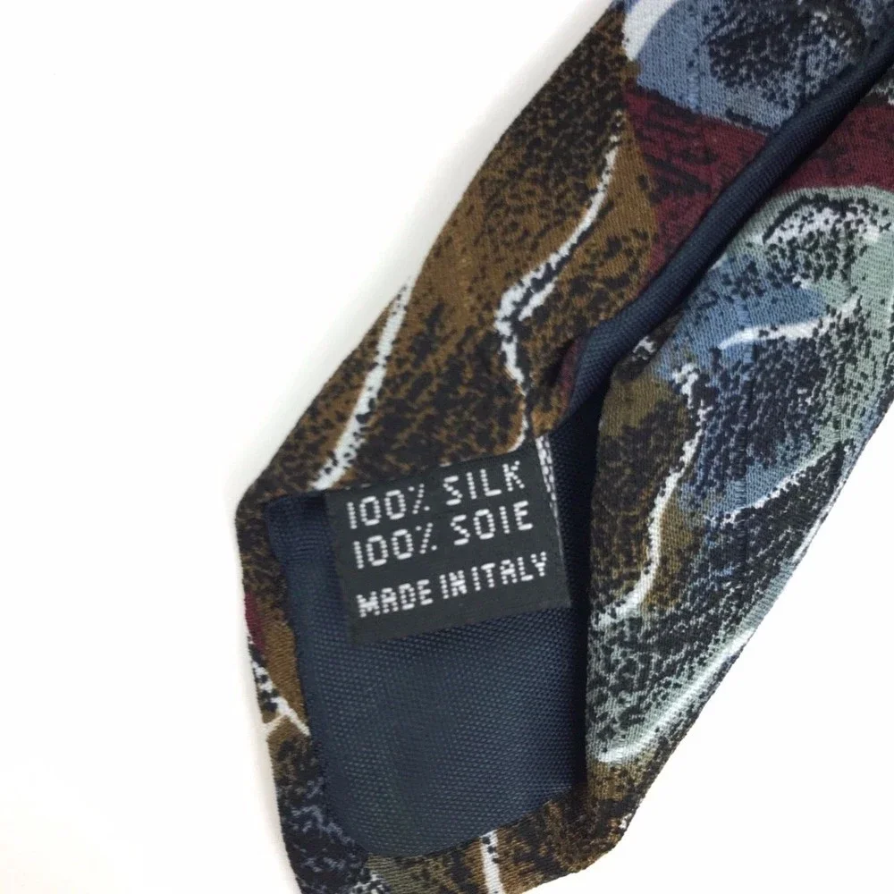 PAL ZILERI Tie Vintage Multicolor Abstract Plant 100% Silk Necktie Made In Italy